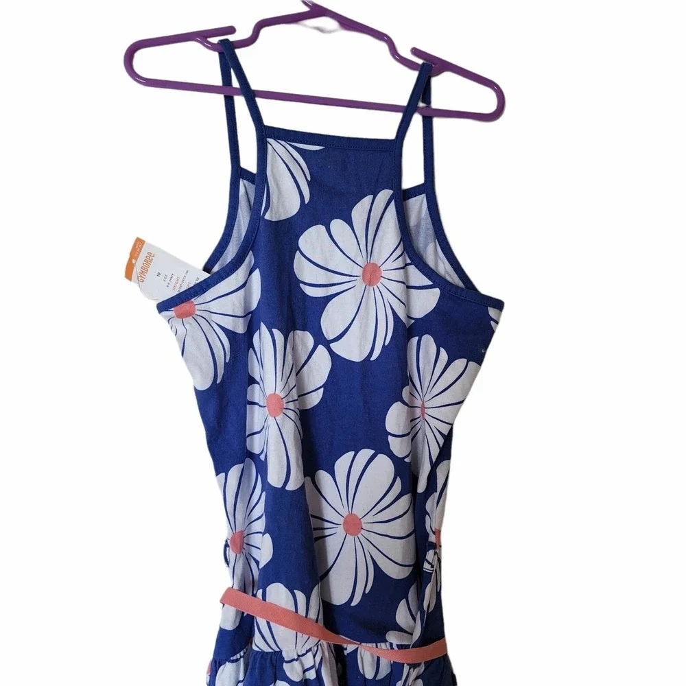 Gymboree Hop N Roll Blue Knit White Flower Dress Size 10 Girls NWT Kids
